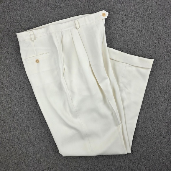 Lauren Ralph Lauren Pants - Lauren Ralph Lauren Pleated Trousers Women Cream Classic Cuffed High Rise 12P